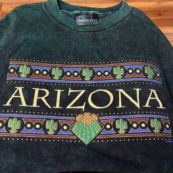 90s Arizona Shirt Large Green Cactus Southwest Vintage L Unisex Travel Mom - Picture 8 of 8